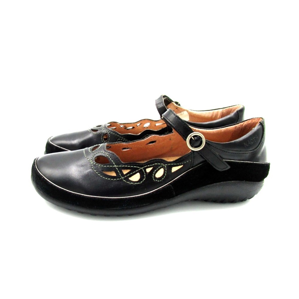 NAOT Rahina Mary Jane Shoes Black Leather Cutout Comfort Womens 11